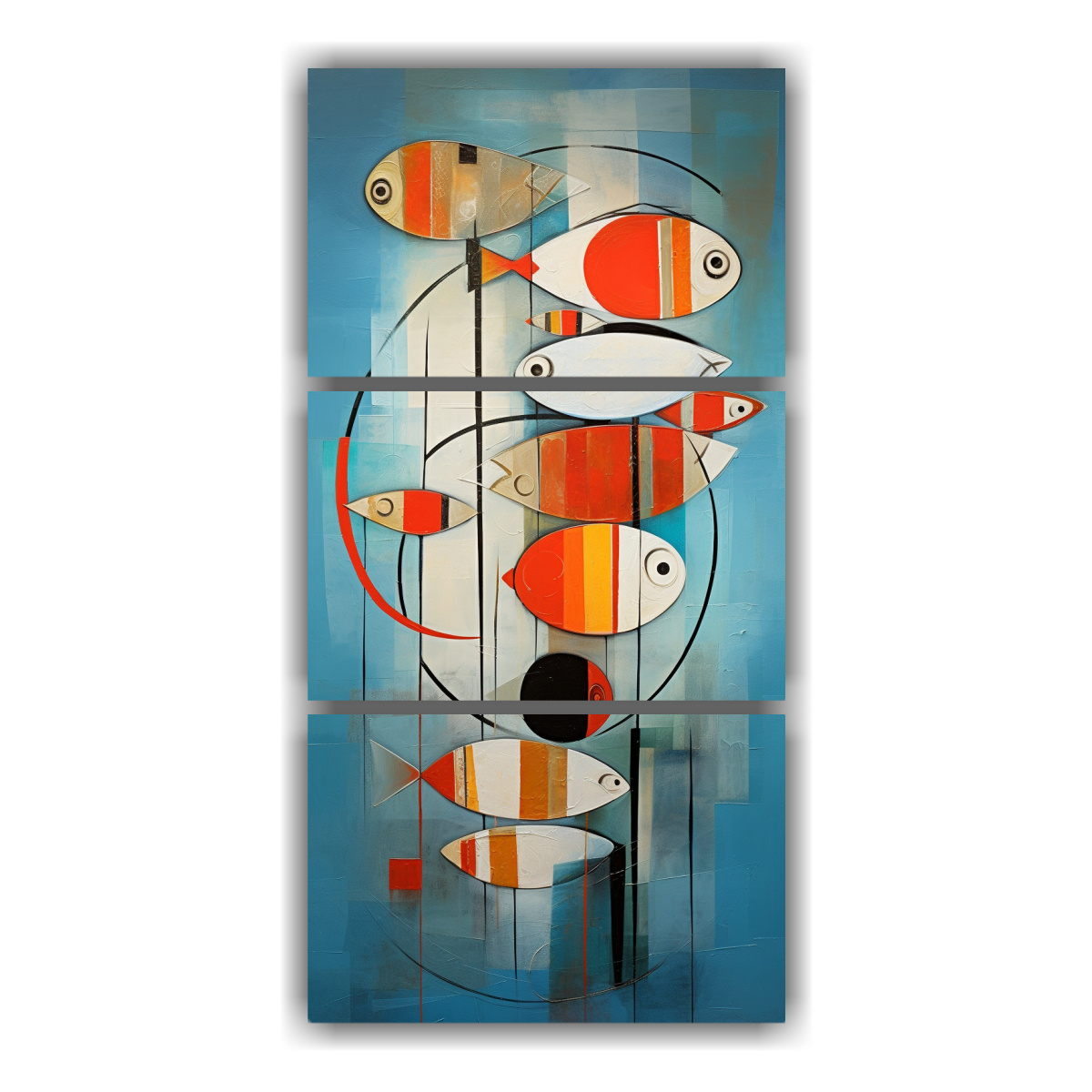 cuadros-modernos-de-peces-abstractos-en-bastidor