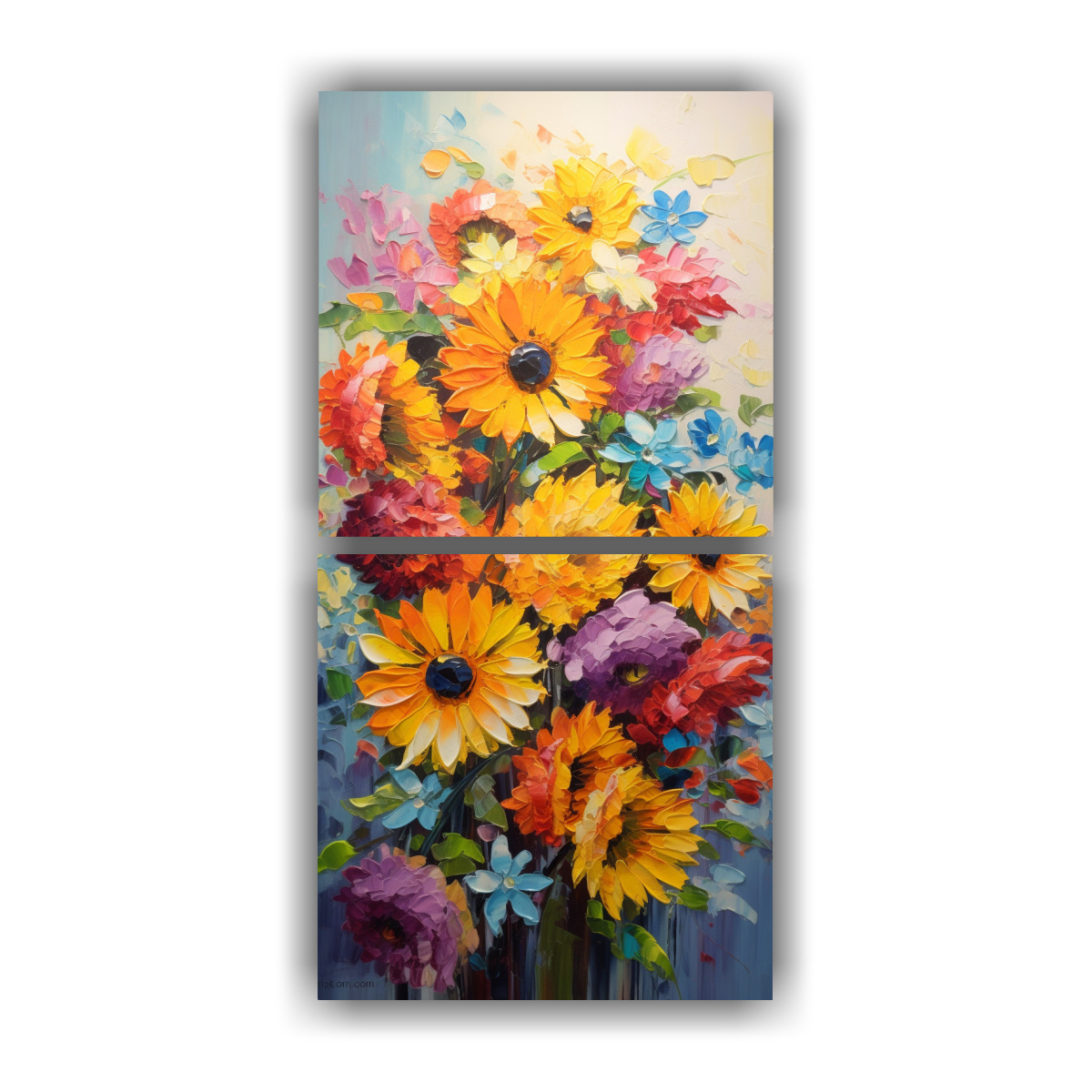 cuadros-modernos-elegantes-de-girasoles-en-colores-del-arco-ris-en-lienzo