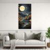 cuadros-modernos-paisaje-de-monta-a-nocturno-con-fases-de-la-luna-dorada-1