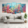 cuadros-tela-sublimada-coral-submarino-abstracto-representado-en-cinco-pinturas-de-decoraci-n-urbana-1