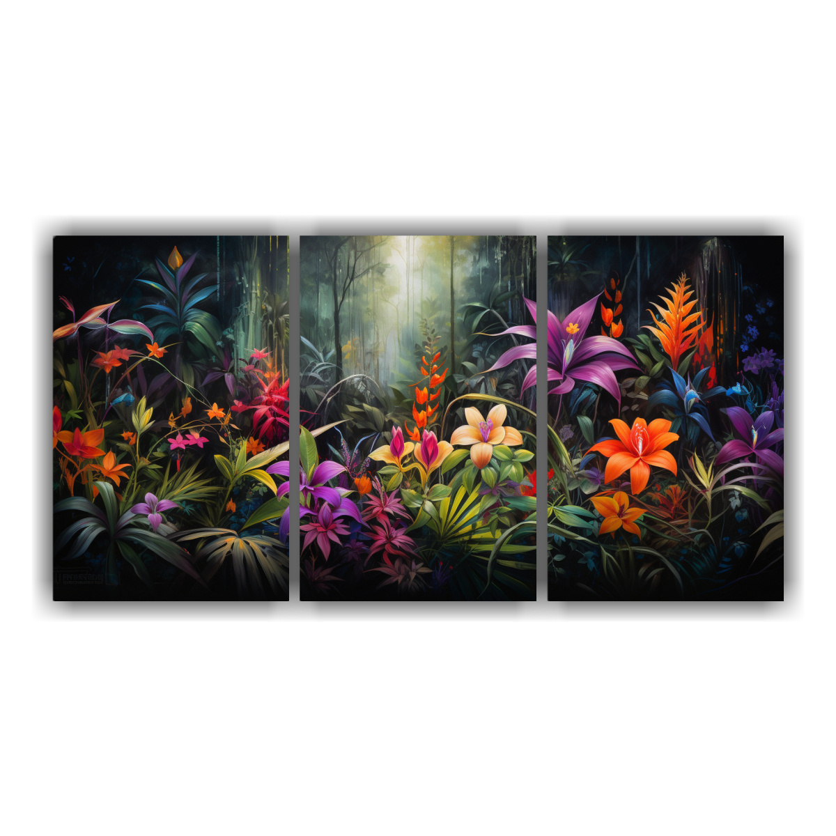 cuadros-tem-ticos-de-figuras-en-el-ritmo-abstracto-del-latido-de-una-selva-tropical