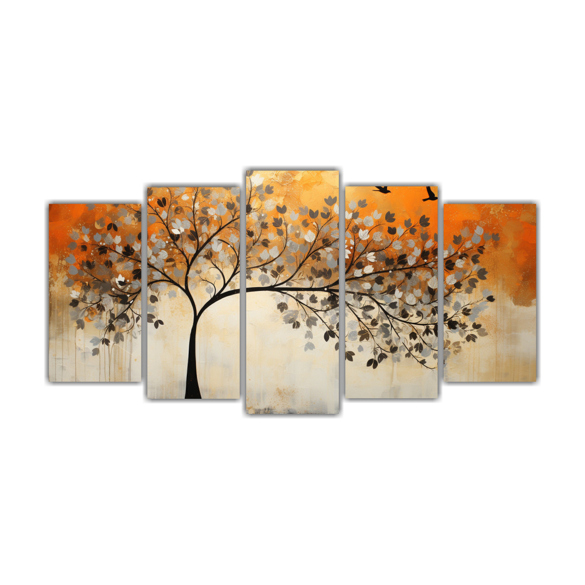 cuadros-tema-majestuosas-en-naranja-y-plata-de-rbol-en-la-pintura-decorativa