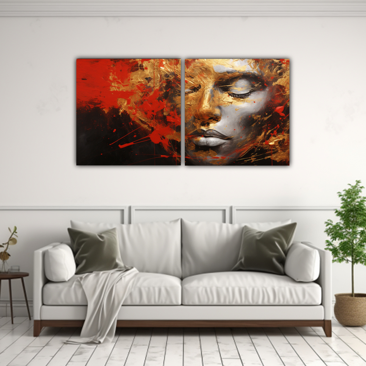 cuadros-verticales-de-contornos-faciales-brillantes-y-salpicaduras-de-oro-y-elemento-rojo-1