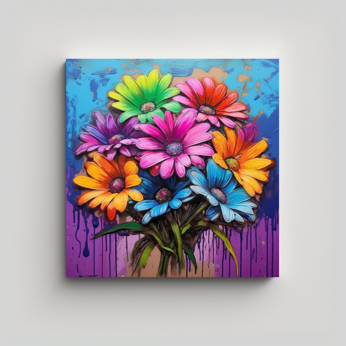 Cuadro Decorativo Daisies De Arco Iris Graffiti Arte Tonos Reflejo Ojo Cibernético Decocuadros