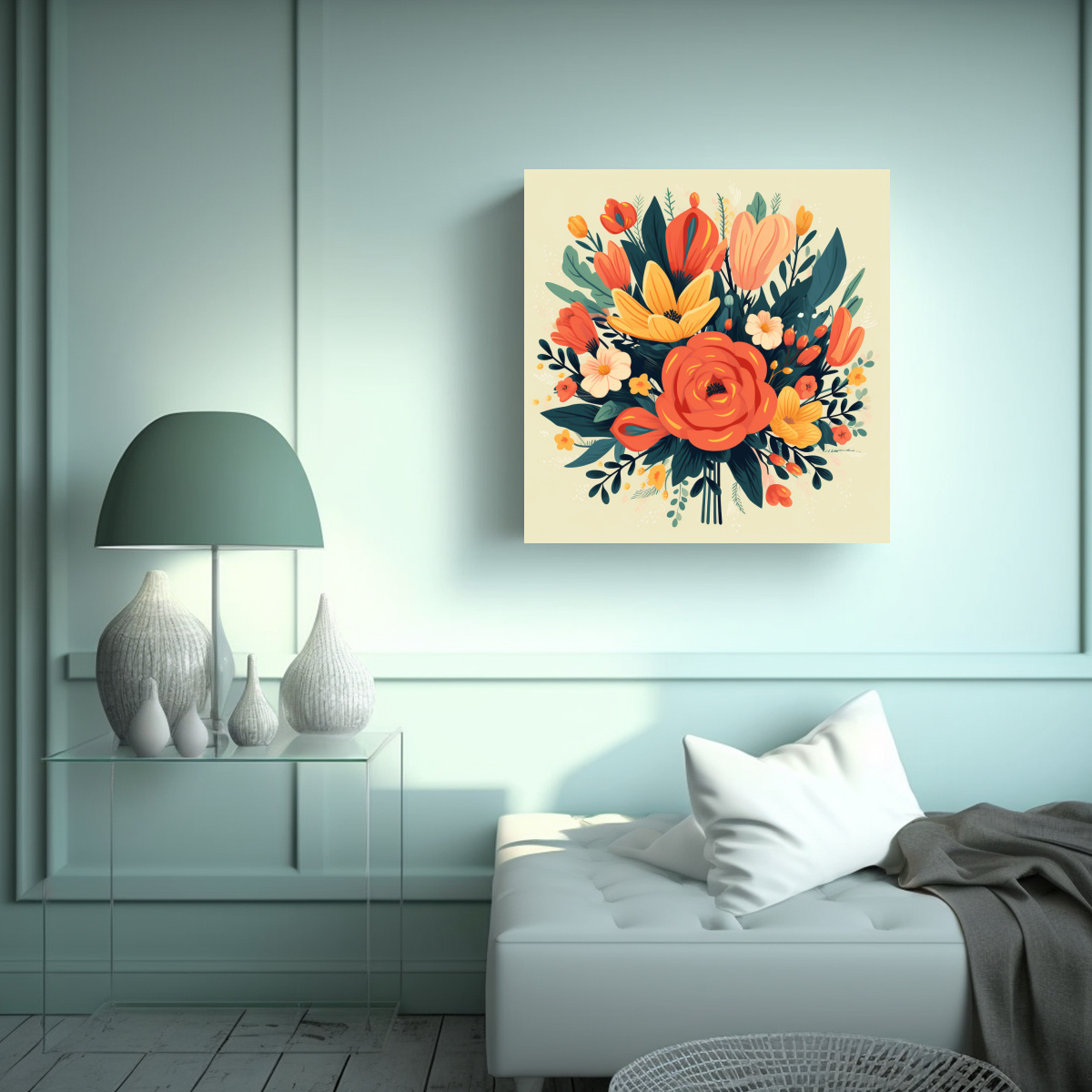 dibujo-en-relieve-de-bouquet-floral-arte-de-pared-vectorial-1