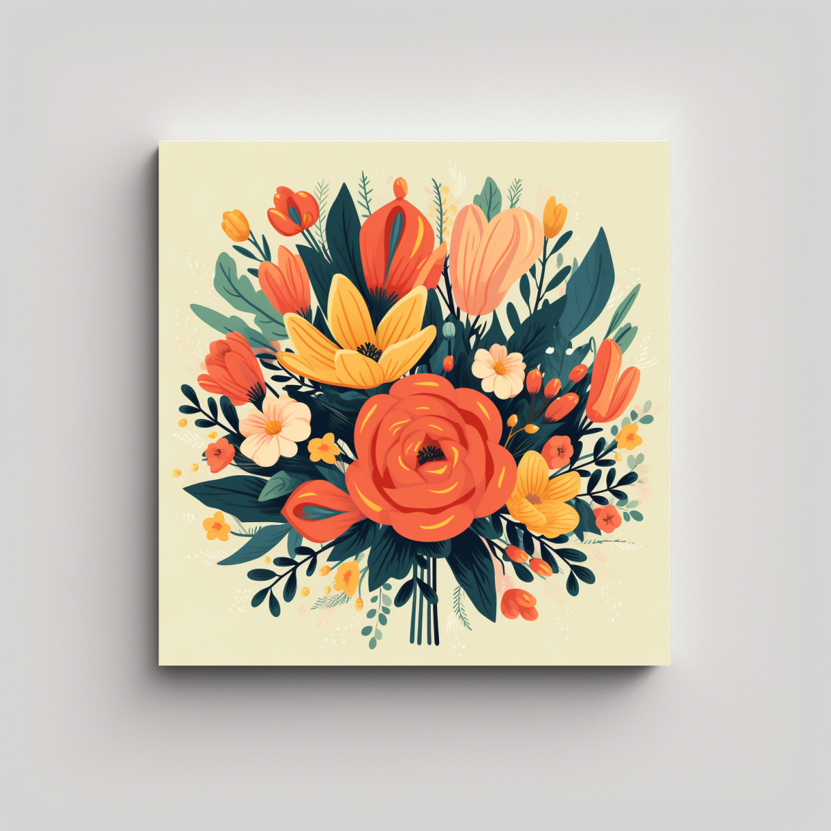 dibujo-en-relieve-de-bouquet-floral-arte-de-pared-vectorial