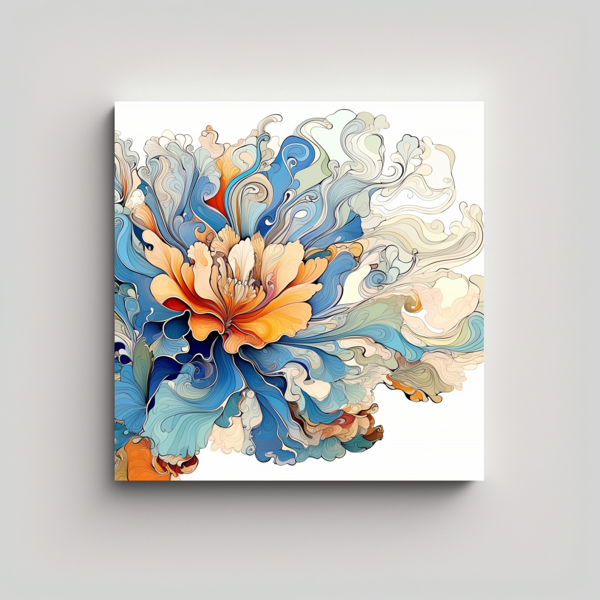 dise-o-biomorphic-abstracto-y-multicolor-en-lienzo-floral