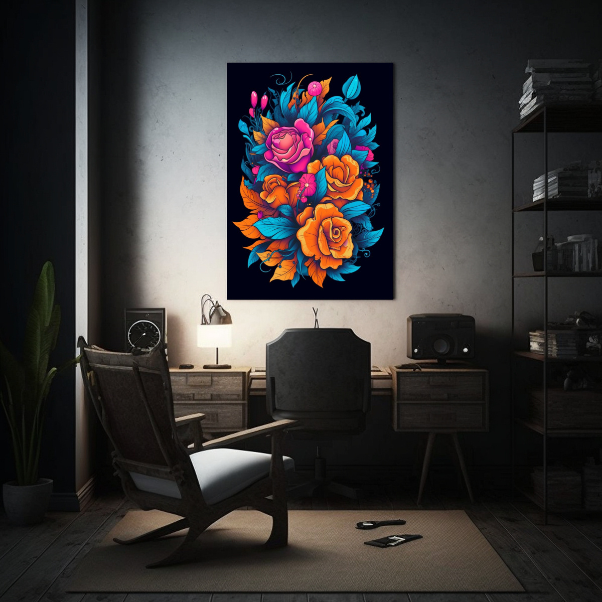dise-o-floral-creativo-y-vibrante-en-habitaci-n-intensamente-patr-n-canva-pinturas-de-decoraci-n-nica-en-s-1-1