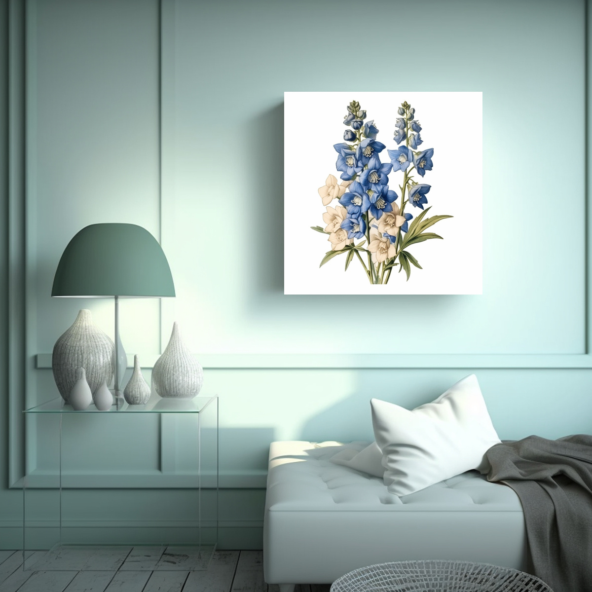 dise-o-luminoso-de-flores-blue-delphinium-en-tela-de-bastidor-vintage-1