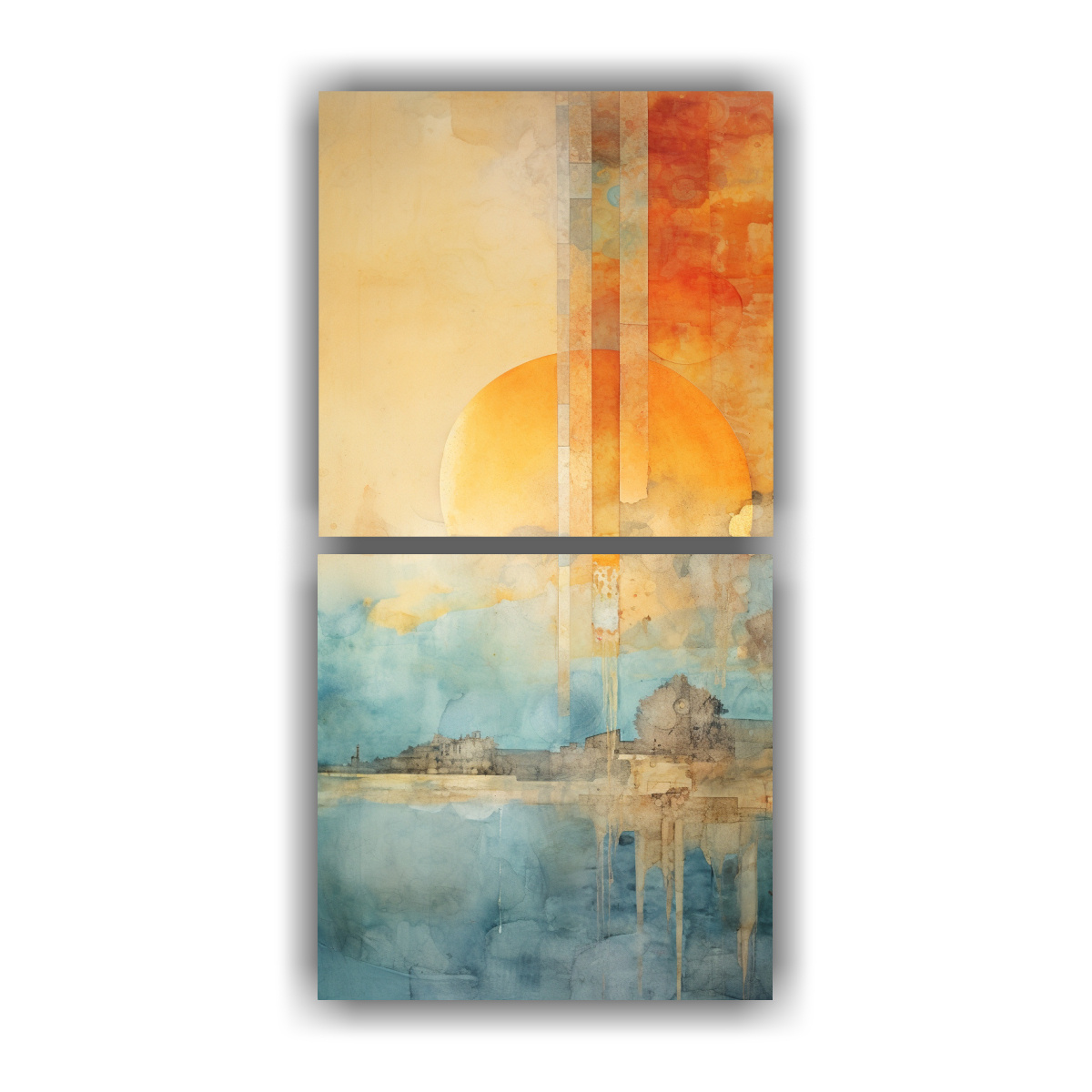 dos-artes-de-pared-inspiraci-n-luminosa-pintura-con-acuarela-en-naranja-turquesa-y-dorado-para-decoraciones-