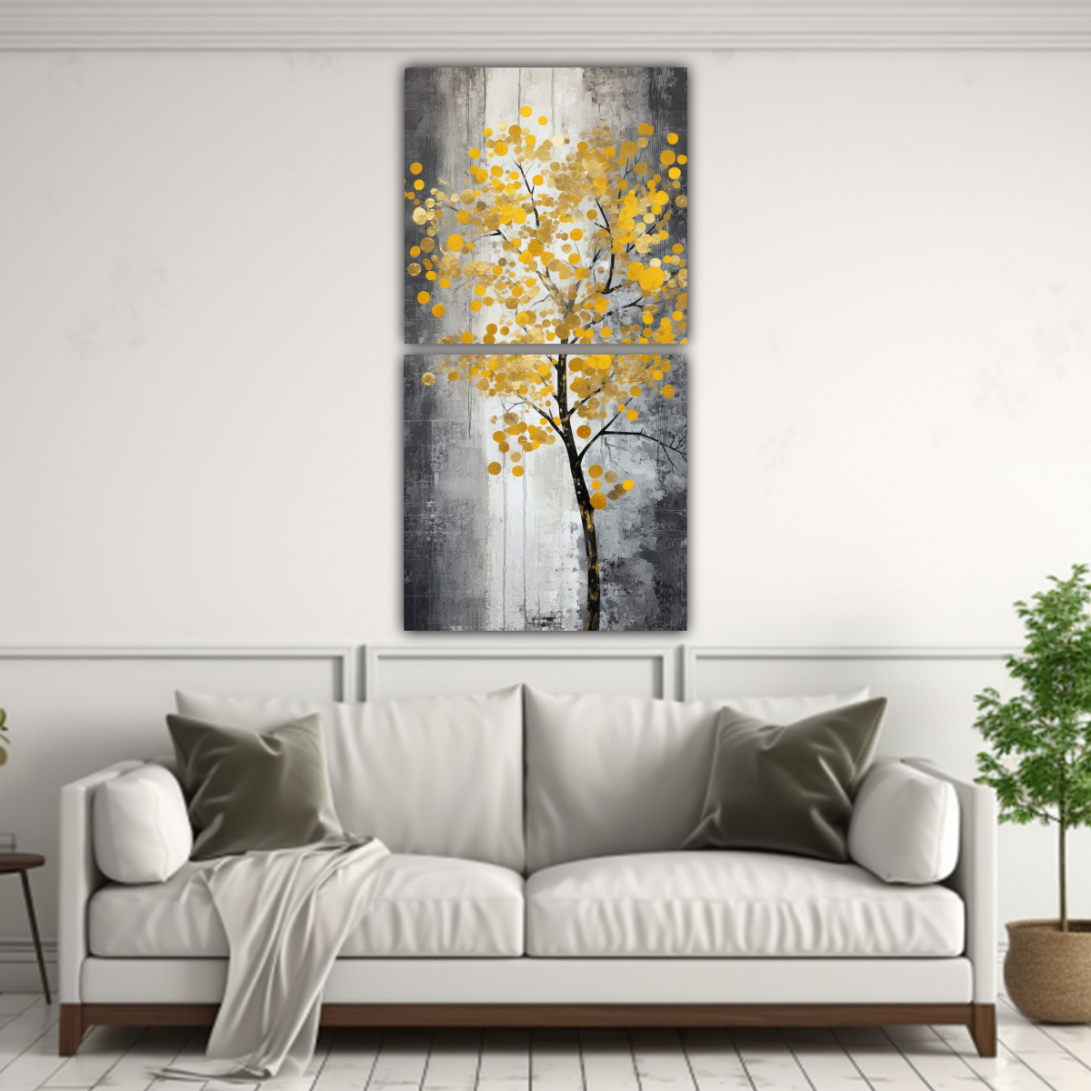 dos-artes-imagen-visual-pintura-decorativa-del-rbol-en-amarillo-y-plateado-1