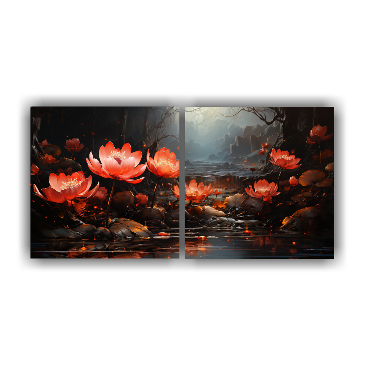 dos-artes-moderno-simetrico-pintura-en-lienzo-estilo-magic-black-lotus