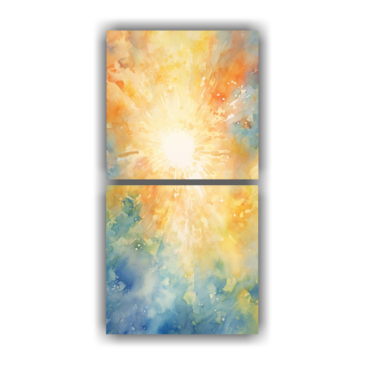 dos-composiciones-colores-fantas-a-estilo-acuarelas-sol-rayos-fondo-blanco