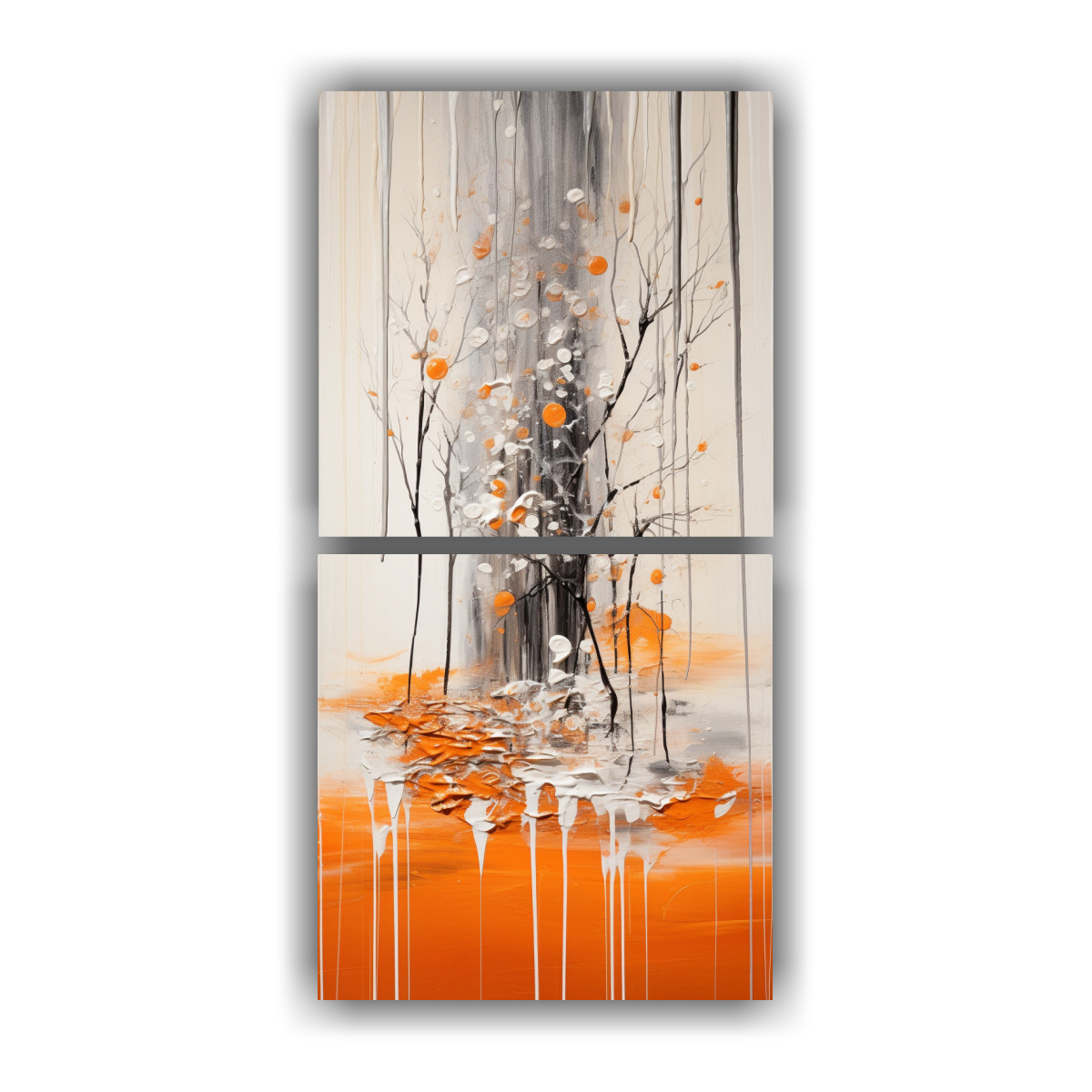 dos-composiciones-finas-l-neas-simples-en-colores-naranja-y-plateado-estilo-decorativo-de-pintura-