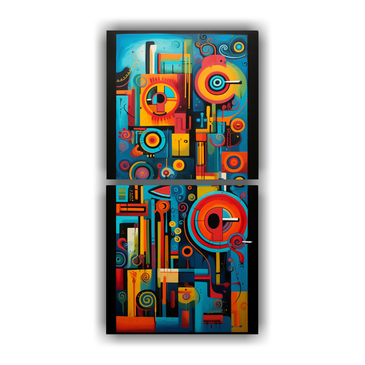 dos-composiciones-moderno-en-color-completo-reinterpretaci-n-abstracta-del-arte-popular-mexicano-usando-pinturas-de-decoraci-n-