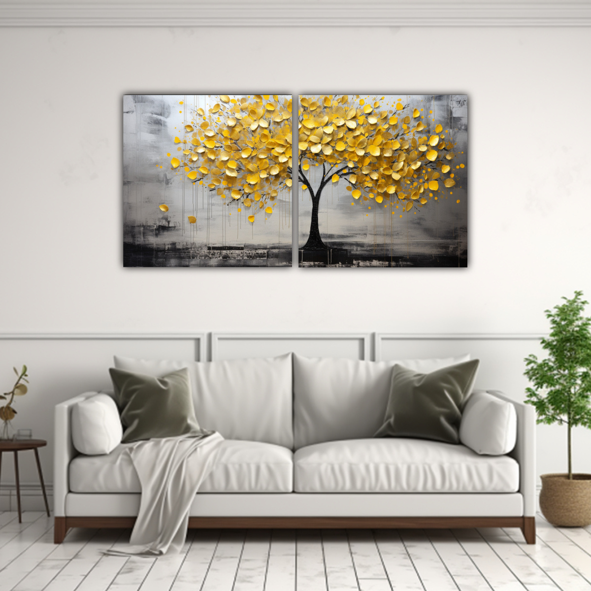 dos-composiciones-tema-fant-stico-rbol-en-amarillo-y-plata-en-pinturas-de-decoraci-n-1