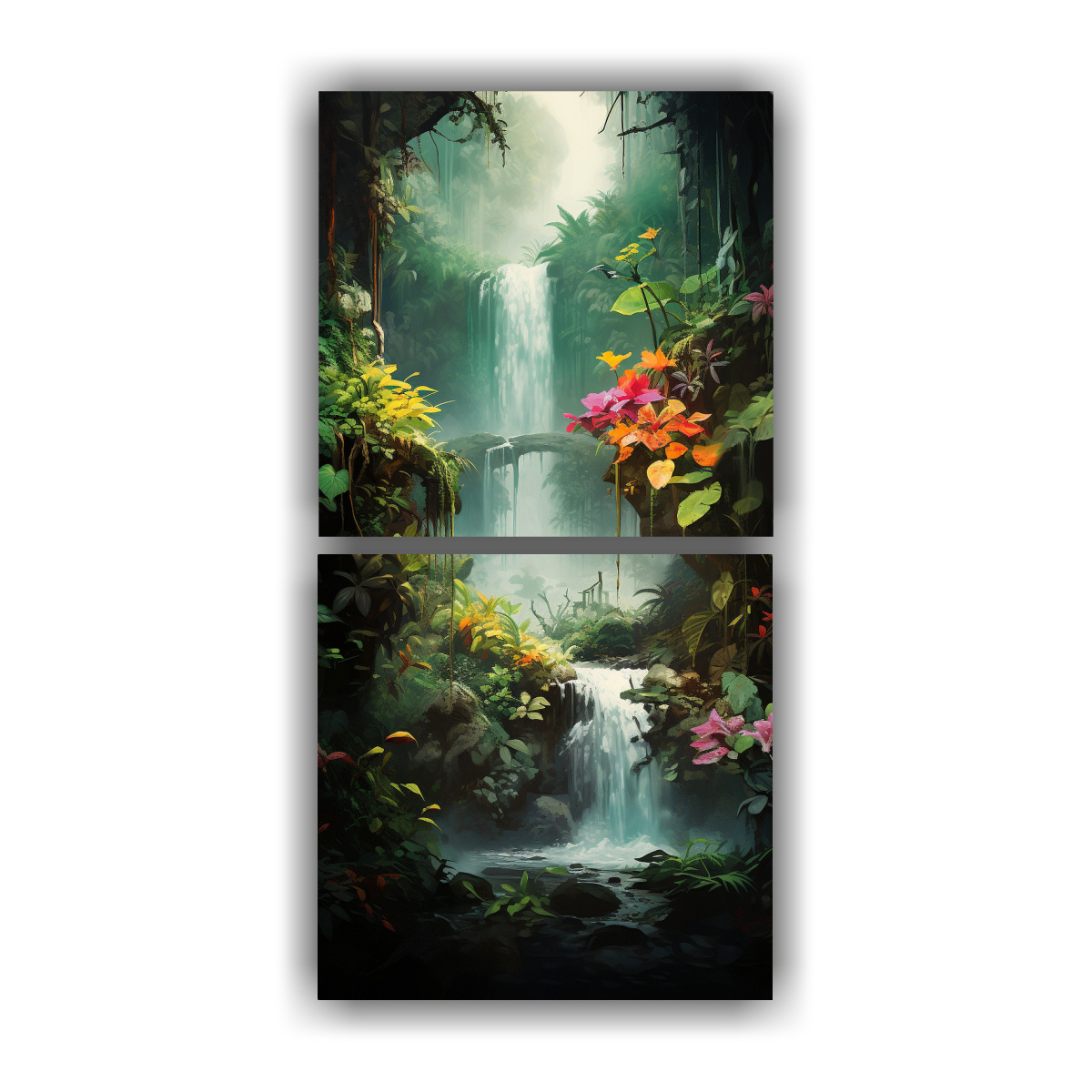 dos-cuadros-de-decoraci-n-en-tela-sublimada-con-cascadas-m-gicas-en-un-para-so-amaz-nico-escondido