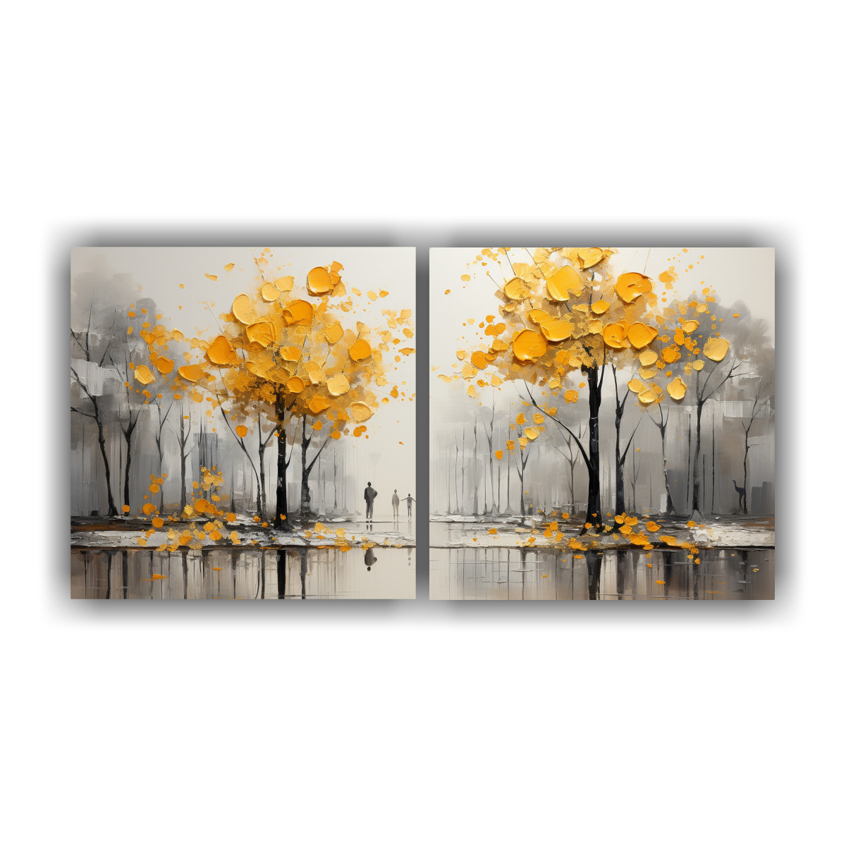 dos-cuadros-de-pared-expresi-n-mural-pintura-abstracta-de-rboles-en-plata-y-blanco-