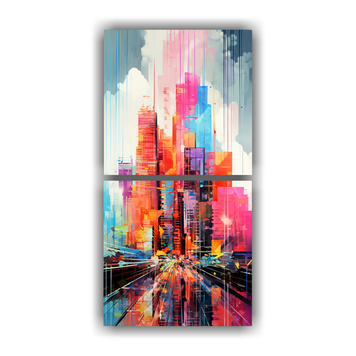 dos-cuadros-vanguardia-glitch-art-mixta-arte-skylines-vibrantes-cocina-decoraci-n-