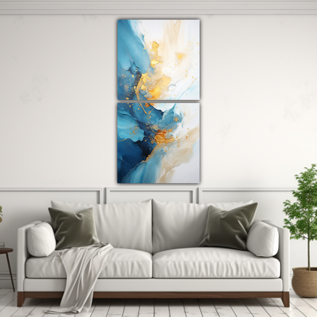 dos-lienzos-de-tela-decorativo-abstracto-blanco-con-fondo-de-pintura-dorada-y-cobre-1