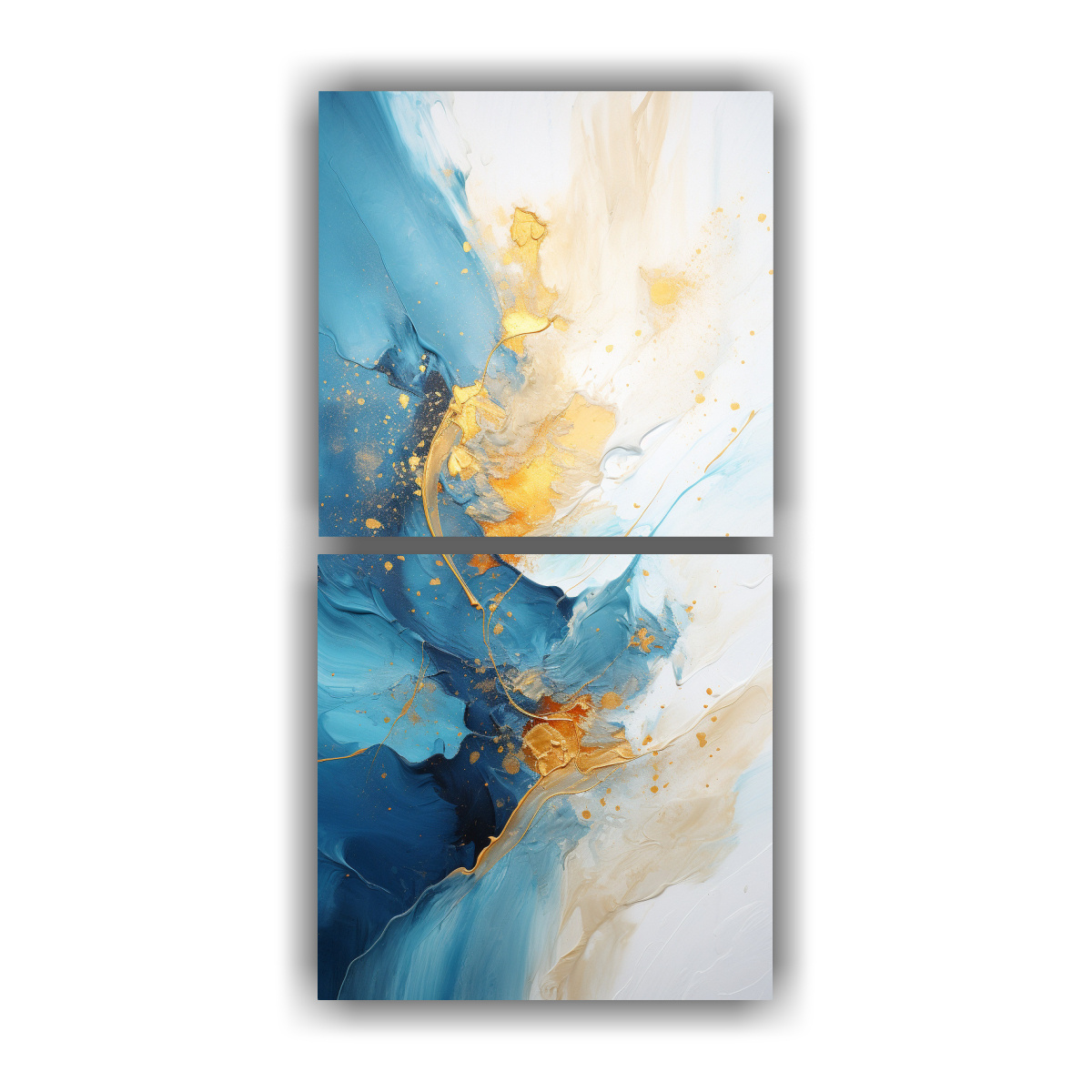 dos-lienzos-de-tela-decorativo-abstracto-blanco-con-fondo-de-pintura-dorada-y-cobre