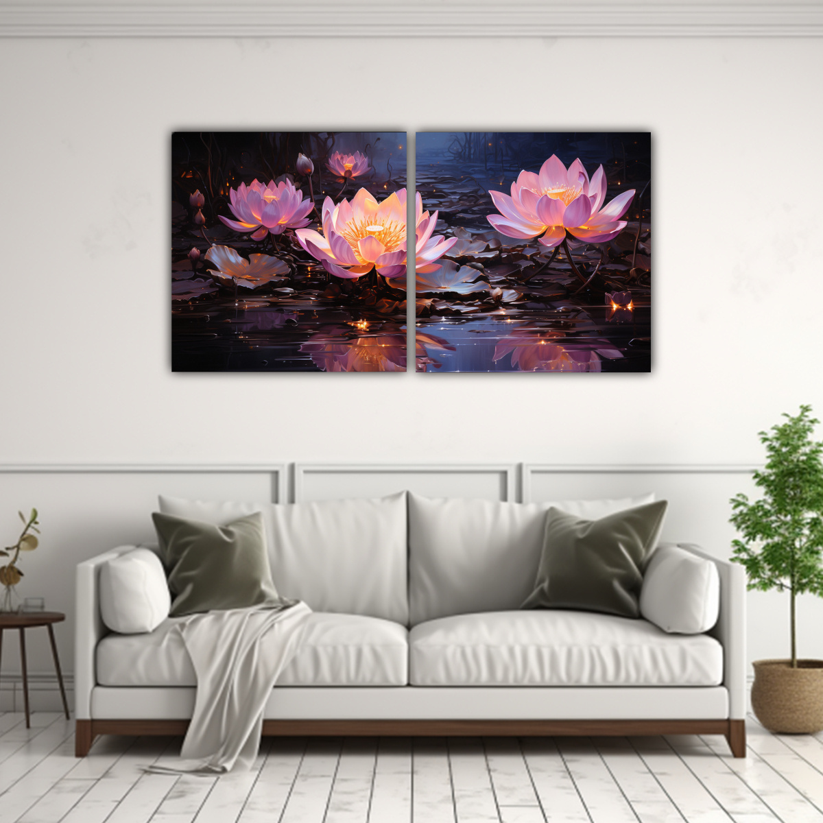 dos-lienzos-de-tela-decorativo-con-pintura-de-loto-negro-brillante-en-el-arte-de-la-decoraci-n-floral-1