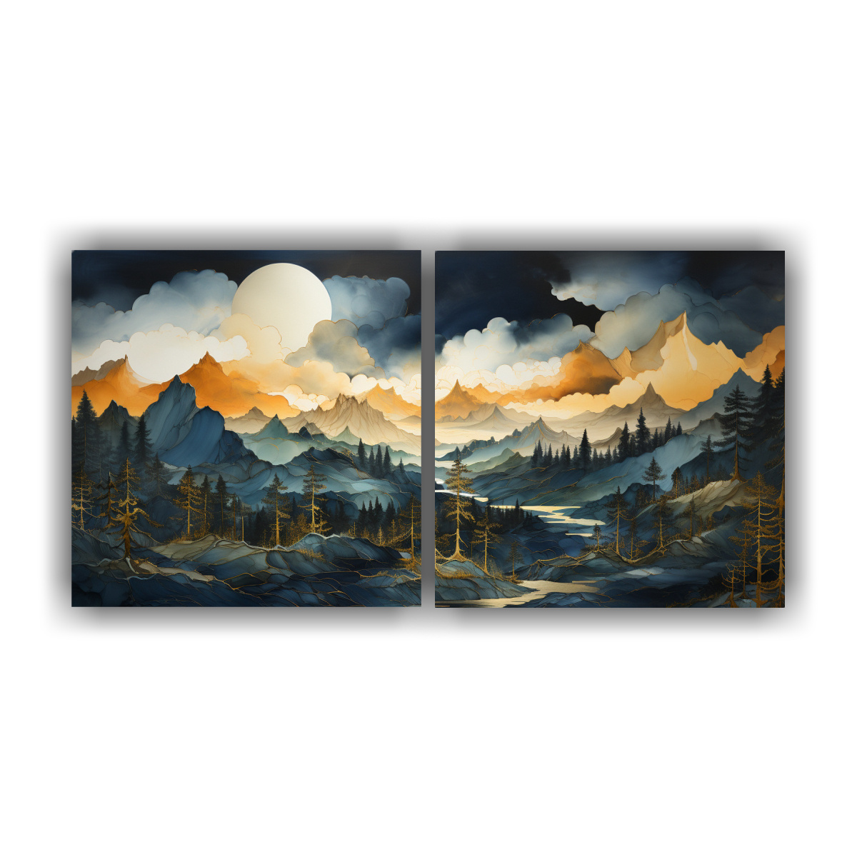 dos-lienzos-de-tela-hermoso-calidez-mountainscape-por-nicole-aston-en-el-estilo-de-la-decoraci-n-pinturas-