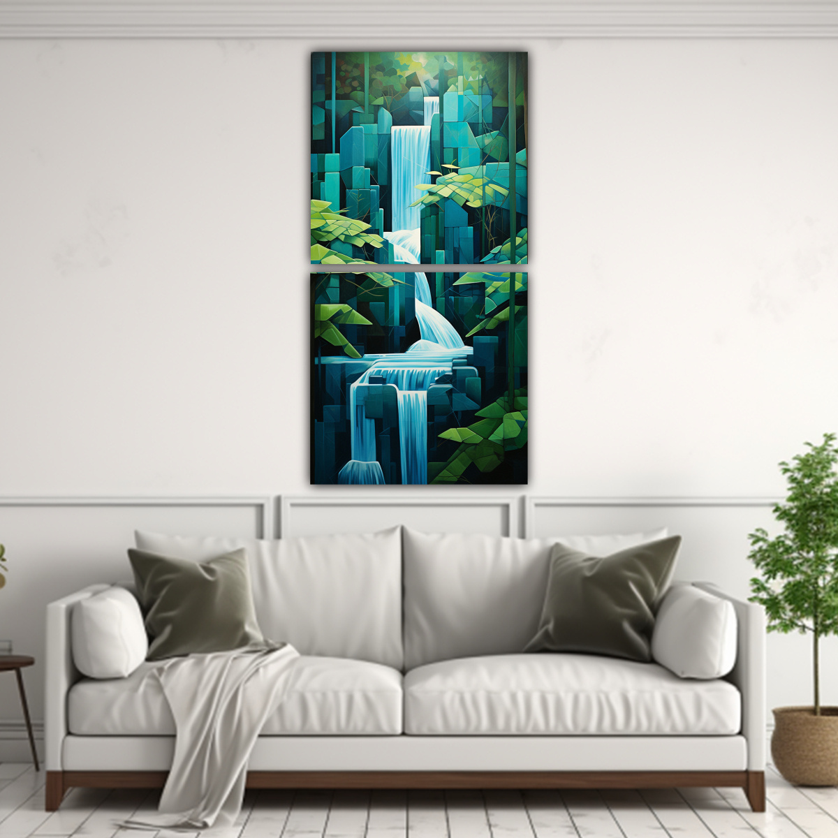 dos-lienzos-geometr-as-inspiradoras-azul-y-verde-que-representan-una-cascada-de-pinturas-decorativas-1