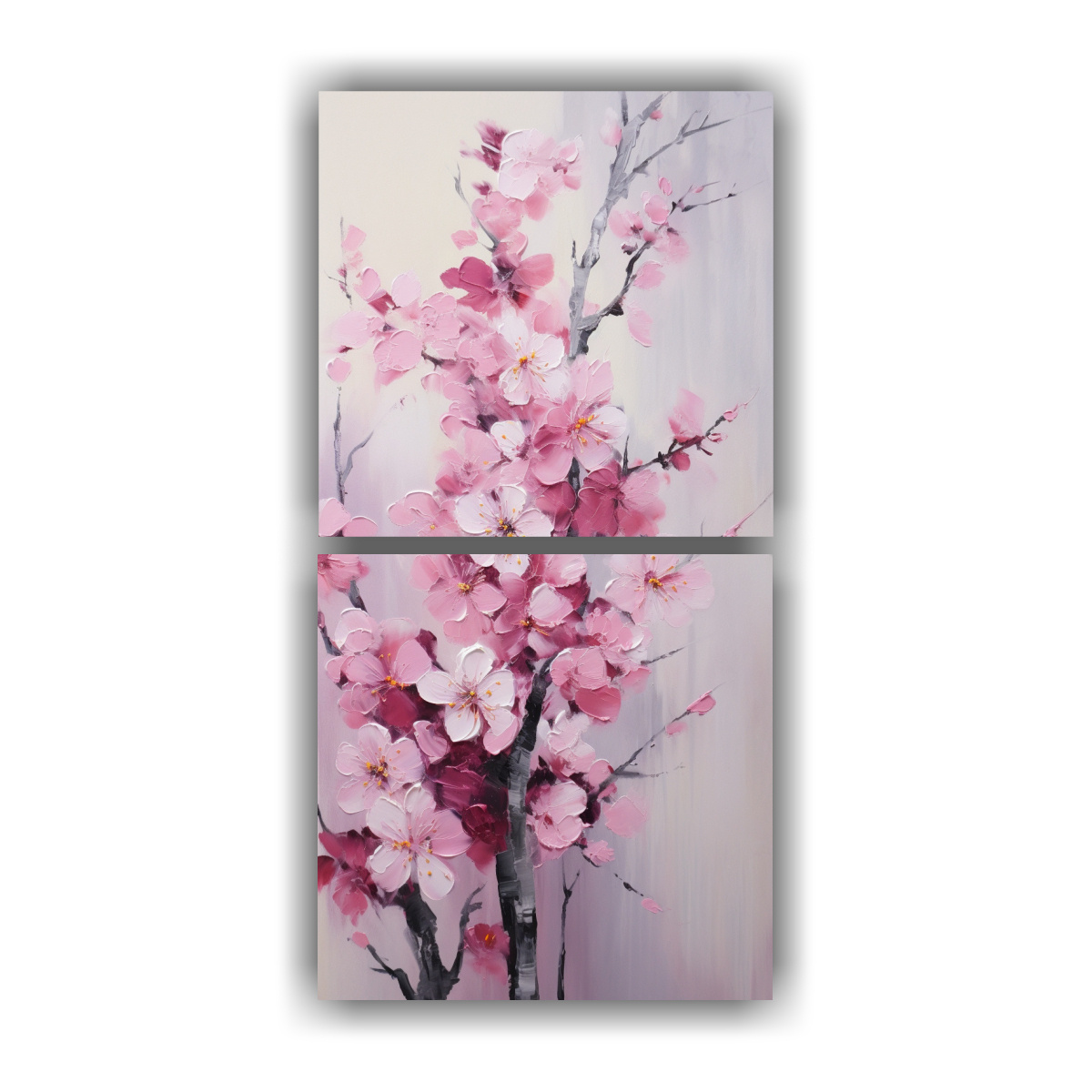 dos-lienzos-tema-vitalidad-de-flores-de-cerezo-rosa-en-lienzo