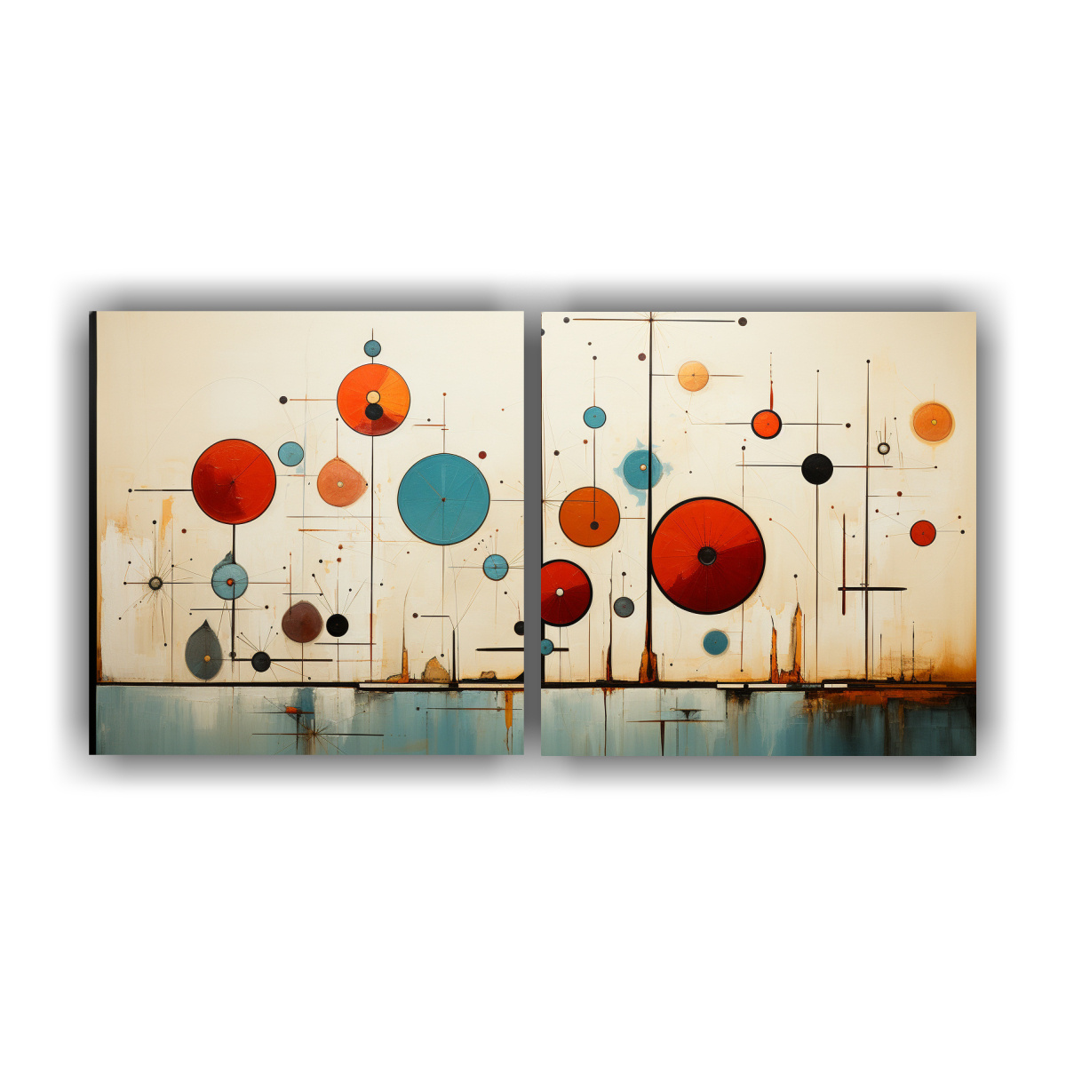 dos-pinturas-acuarela-abstractas-de-arte-moderno-midcentury-linda