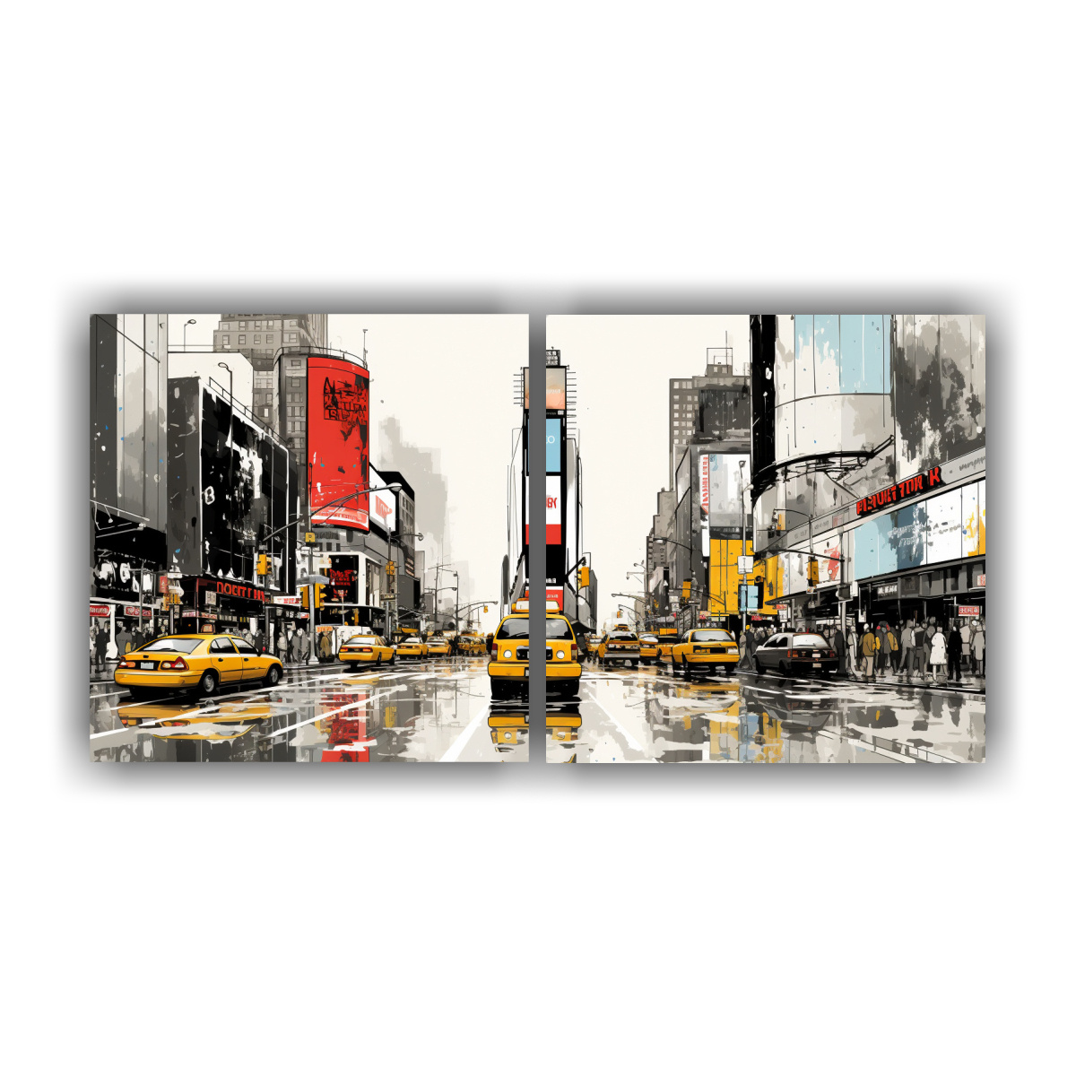 dos-telas-en-bastidor-fotograf-a-alegre-morning-nyc-en-el-estilo-de-wassily-kandinsky