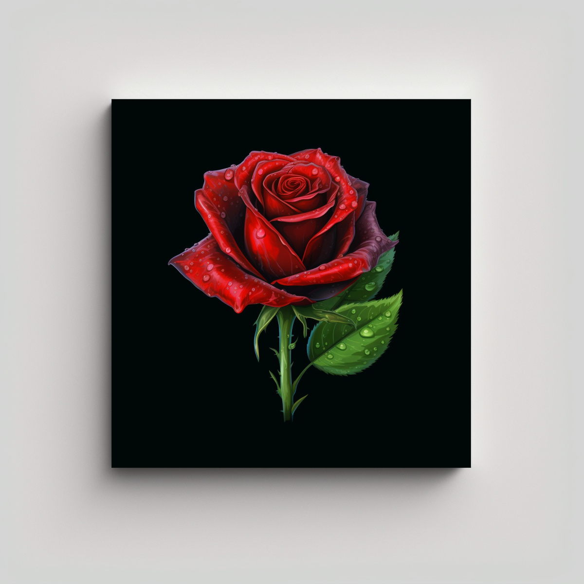 elegante-rosa-roja-en-tallo-verde-pintura-decorativa-calidos