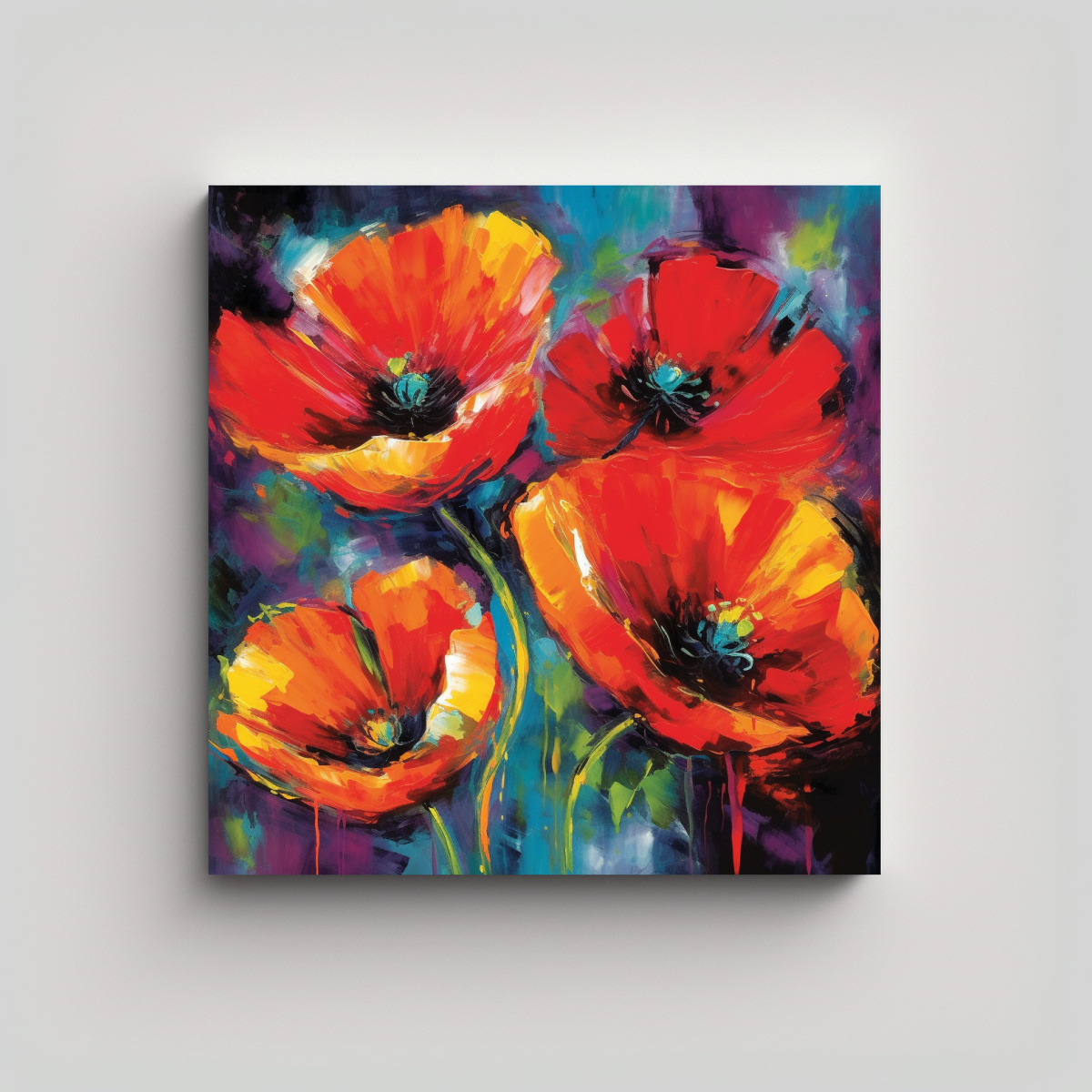 Explosión De Amapolas Vibrantes: Composición Enigmática Abstracta