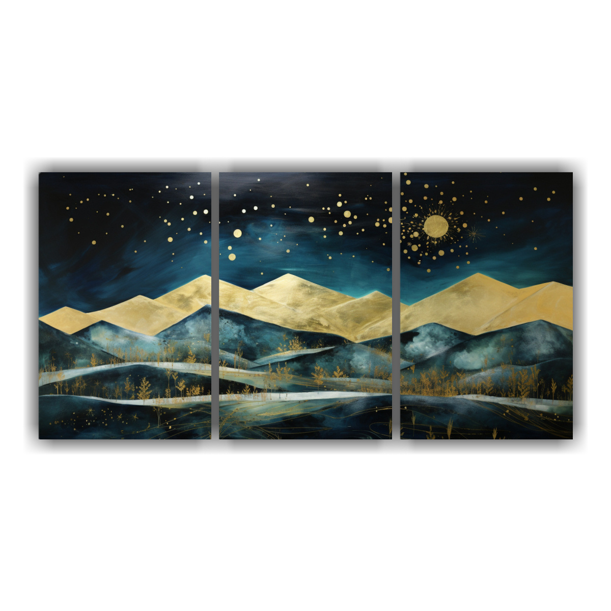 exposici-n-de-paisajes-abstractos-de-medianoche-con-pinturas-decorativas-de-monta-as-doradas-