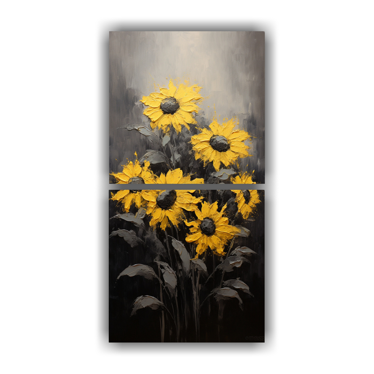 formas-elegantes-para-sala-cuadro-de-girasoles-negros-estilo-decorativo-en-lienzo