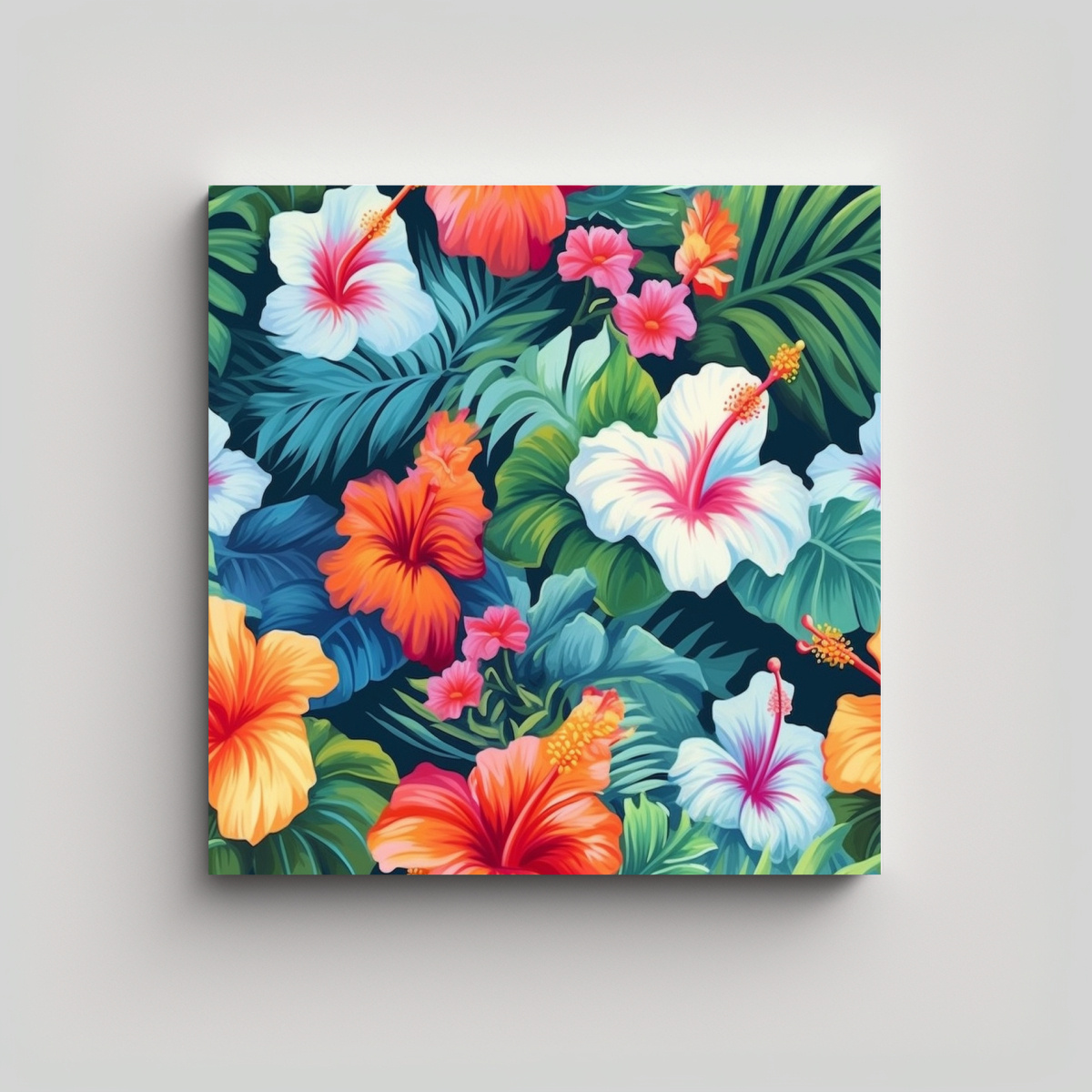hermoso-paisaje-hawaiano-con-patrones-florales-cuadro-est-tico