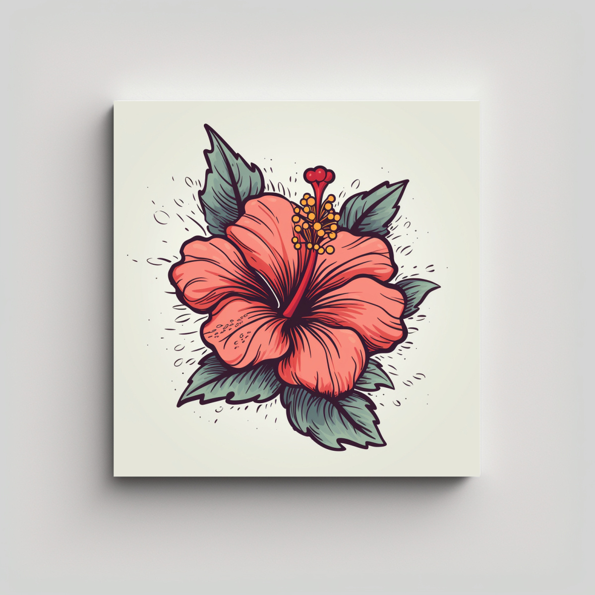 ilustraci-n-hibiskus-en-doodle-cuadro-decorativo-canva