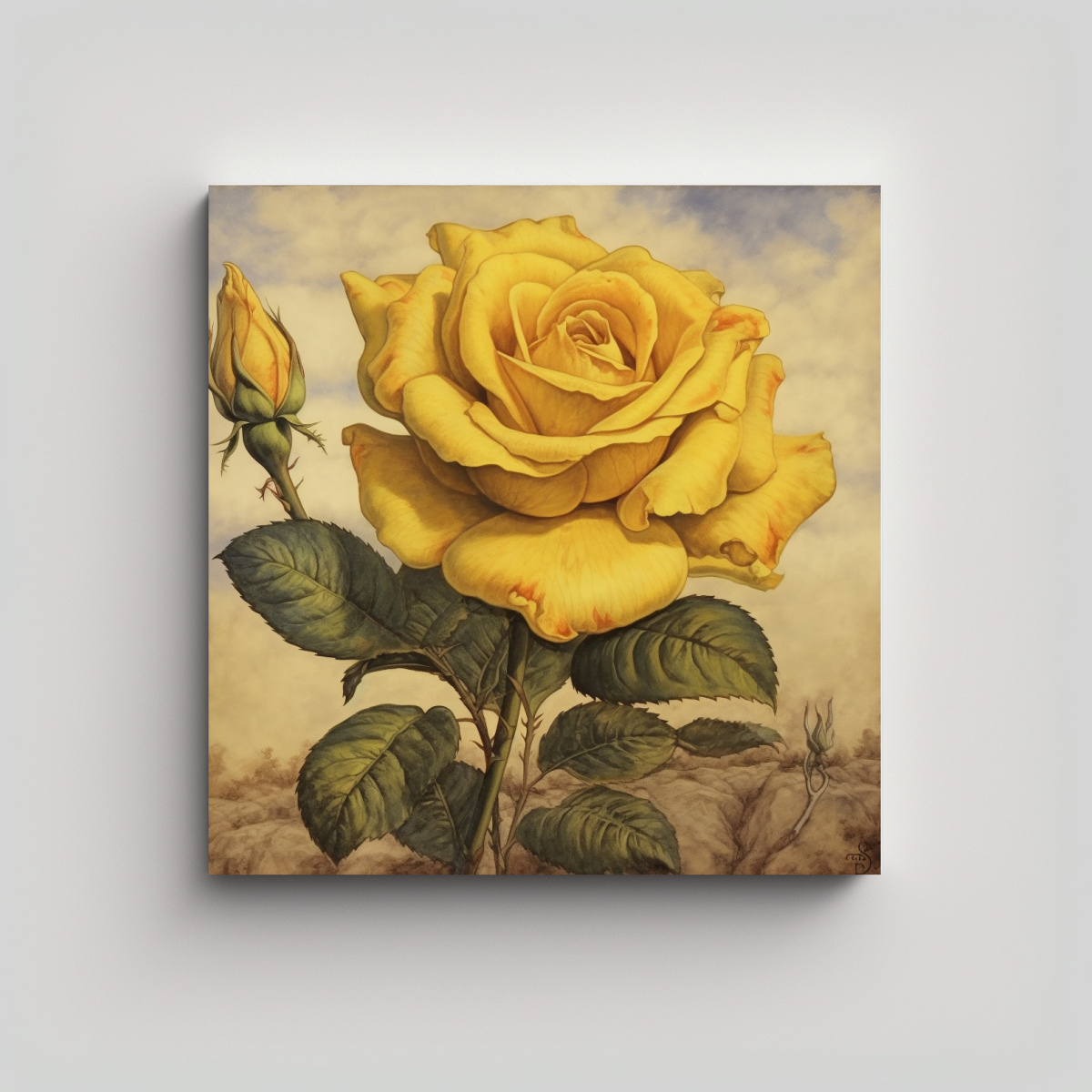 ilustraci-n-m-gica-de-la-rosa-amarilla-de-texas-arte-vintage