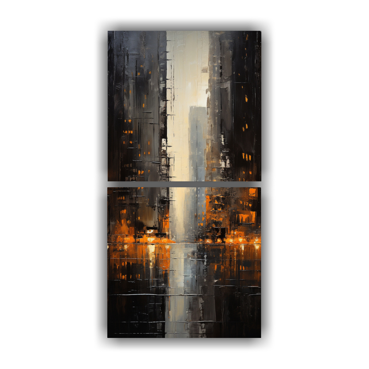 interpretaci-n-abstracta-de-una-ciudad-en-dos-lienzos-de-tela