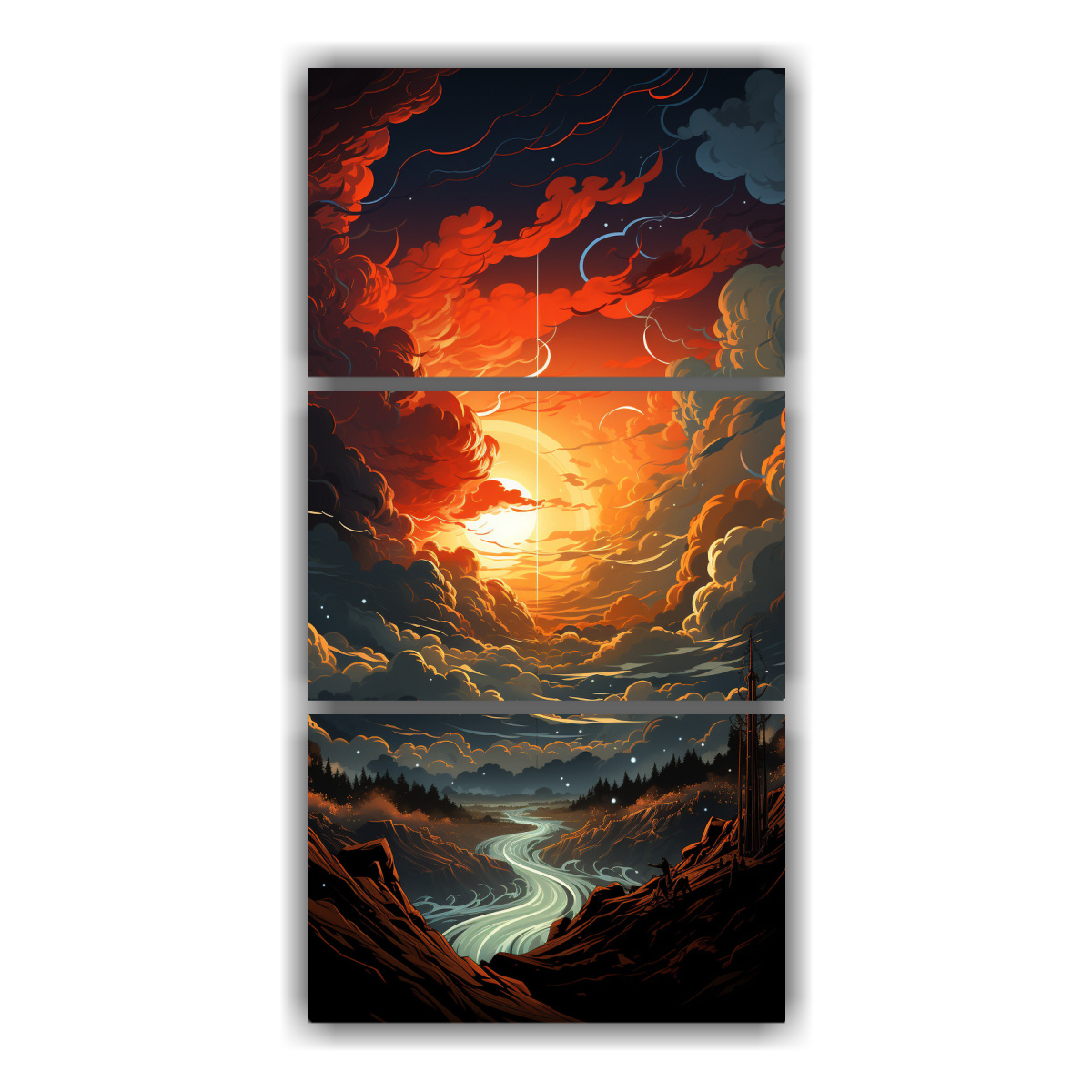 juego-3-telas-en-bastidor-tela-sublimada-textura-nubes-tormenta-iluminaci-n-colores-planos-rojo-marr-n