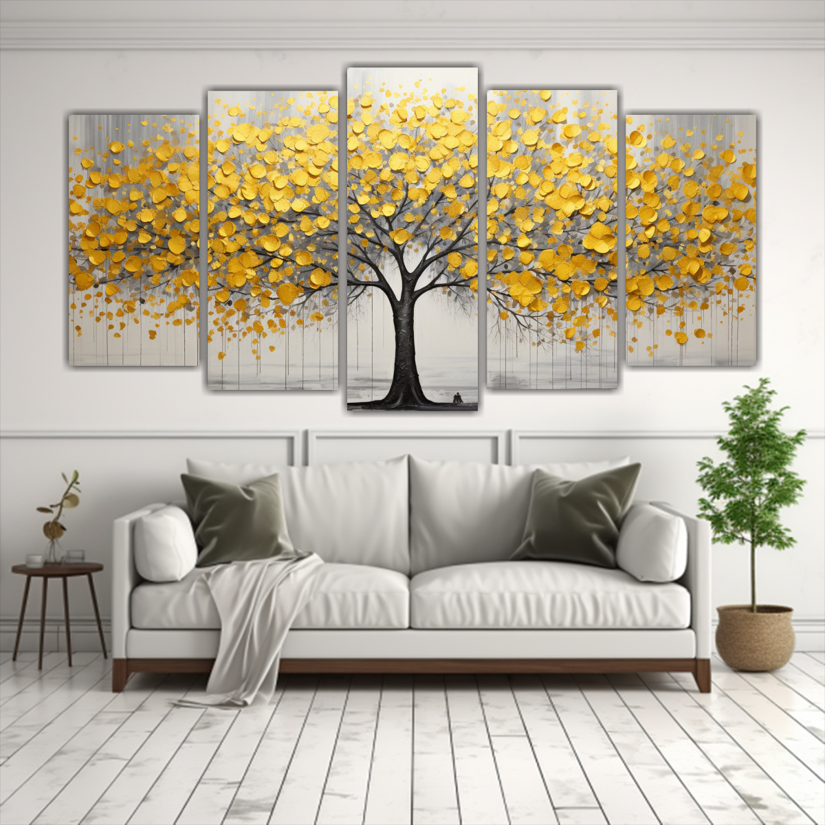 juego-5-artes-de-pared-amarillo-y-plateado-espectacular-del-rbol-en-la-imagen-1