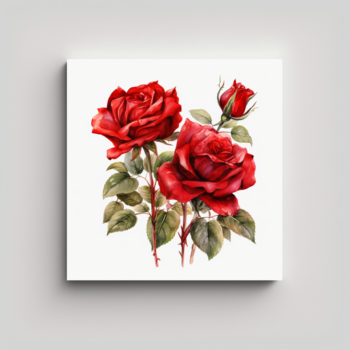 lienzo-cuadrado-de-rosas-rojas-elegantes-en-acuarela-realista-y-tinta