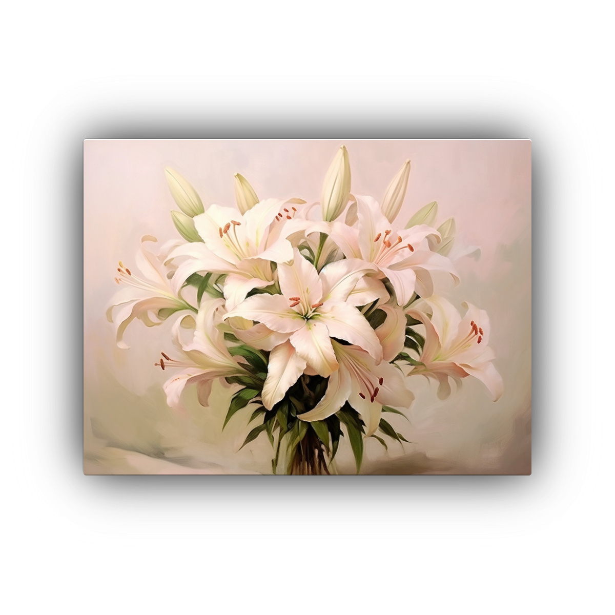 lienzo-cuadro-linda-ramo-de-lirios-fondo-beige-claro