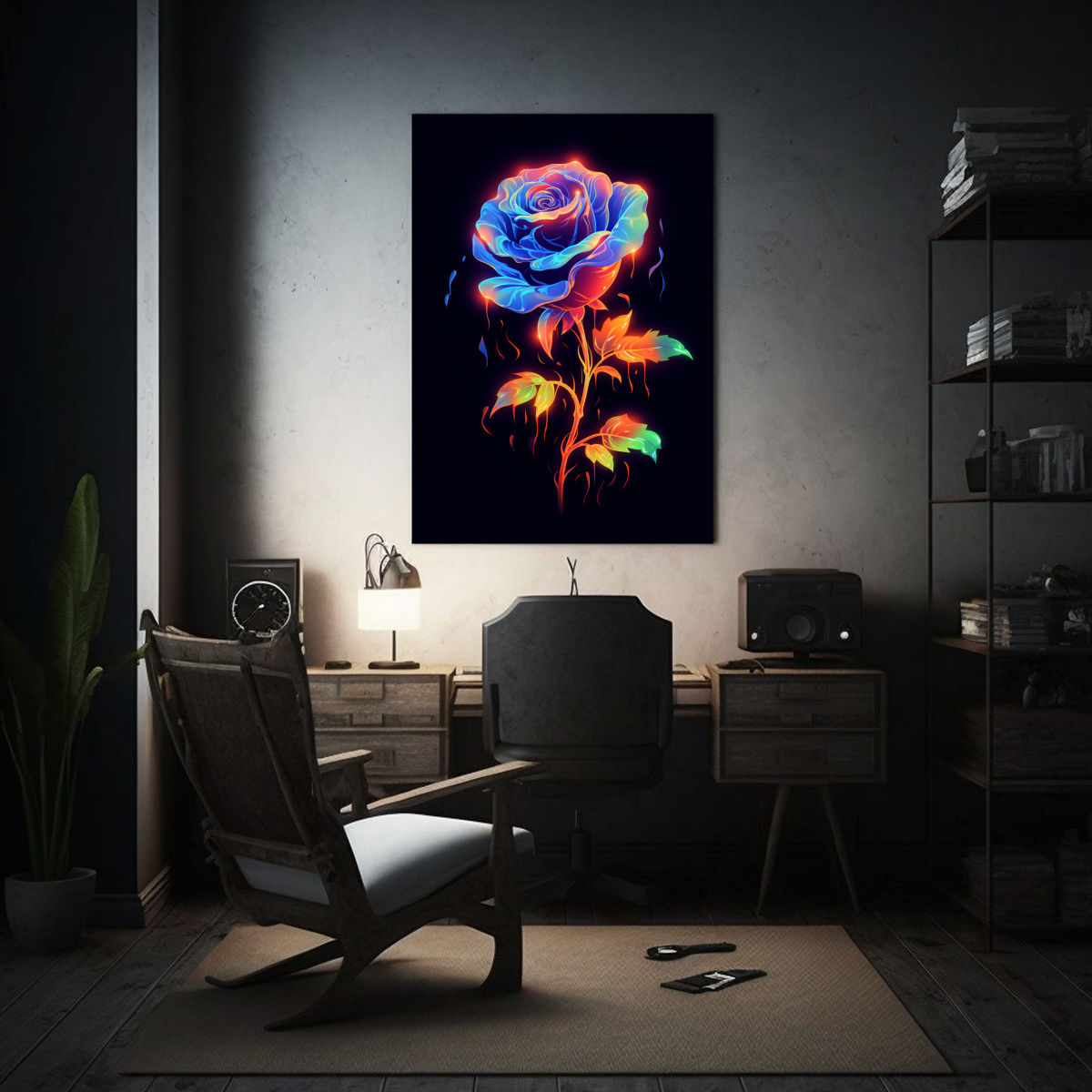 lienzo-de-tela-con-espectacular-calidez-y-rosa-ne-n-en-un-fondo-oscuro-arte-lienzo-colorido-1-1