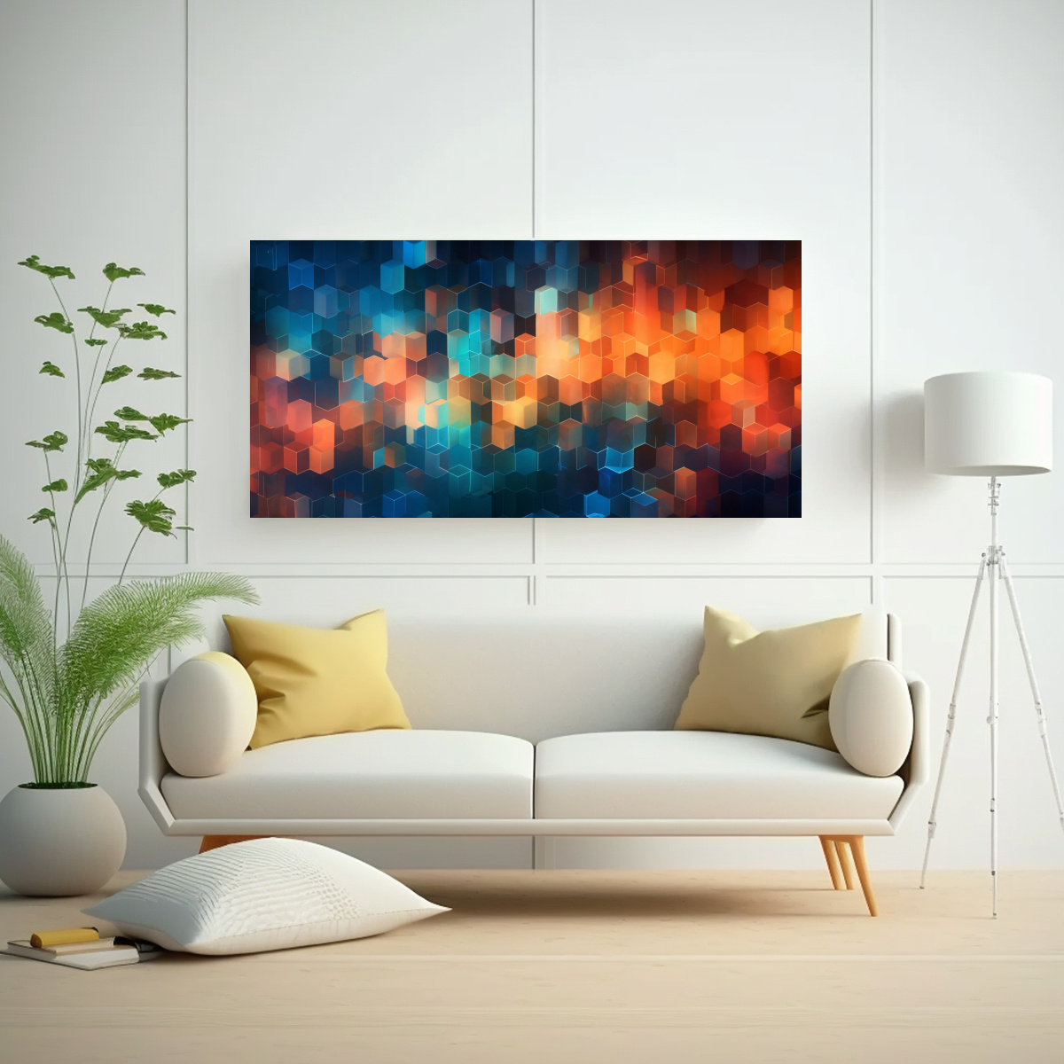 lienzo-de-tela-con-imagen-tem-tica-de-pol-gonos-digitales-en-degradado-azul-y-naranja-1