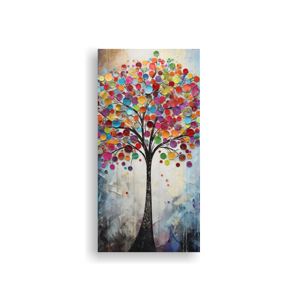 lienzo-de-tela-cuadro-luminosa-del-rbol-en-colores-del-arco-iris-y-plateado-