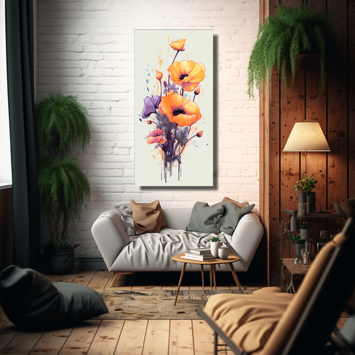 lienzo-de-tela-moderno-de-luminosidad-con-ilustraci-n-vectorial-elegante-de-una-amapola-naranja-1