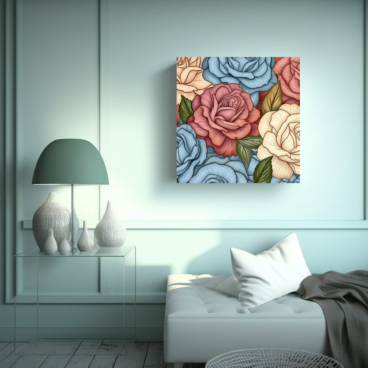 lienzo-moderno-de-rosas-detalladas-en-arte-lineal-pastel-1