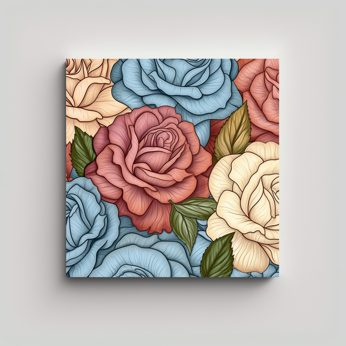 lienzo-moderno-de-rosas-detalladas-en-arte-lineal-pastel