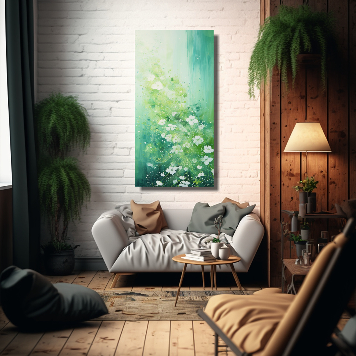 lienzo-patron-intenso-en-verde-y-plata-estilo-lineal-1